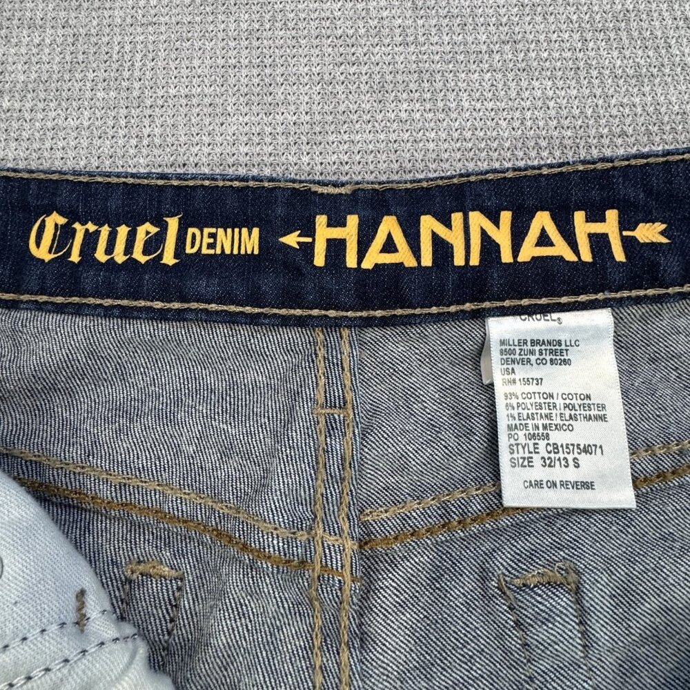 Cruel Womens Size 32/13 S Blue Denim Hannah Flared Leg Jeans Frayed Split Hem - Picture 7 of 13